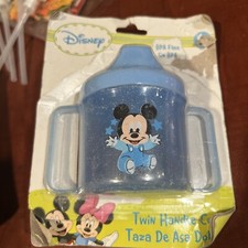 NWT Disney Baby Mickey Mouse Set  3 Cups Twin Handle BPA Free - 6 Months Blue