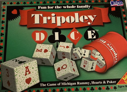 Cadaco TRIPOLY DICE The Game Of Michigan Rummy Hearts And Poker Vintage 1997