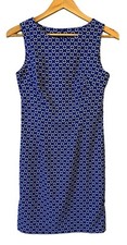 MARIO SERRANI, ITALY BLUE WHITE SHIFT Stretchy DRESS~SLEEVELESS~SIZE 2