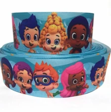 GROSGRAIN RIBBON 5/8", 7/8",1.5", 3" Bubble Guppies Cartoon Swimming Sea Printed