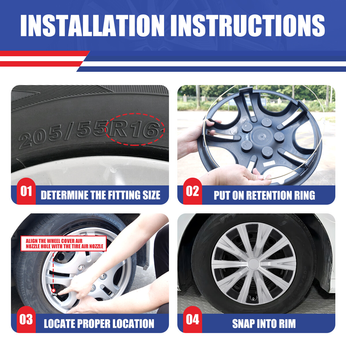 For 2018-2025 Toyota Camry/Hybrid 16" Hubcaps Wheel Rims Covers Snap On Set Of 4