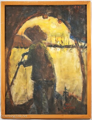 Beautiful Vintage Expressionist Oil Painting South East Asian Watery Landscape