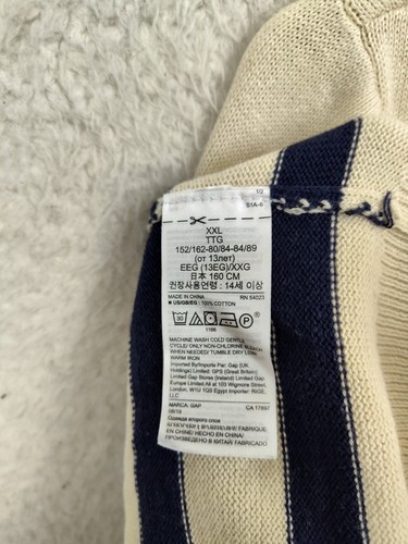 Gap Kids Girls Sweater XXL Cream Strip Cotton Knit Long Sleeve Pullover - Picture 16 of 17
