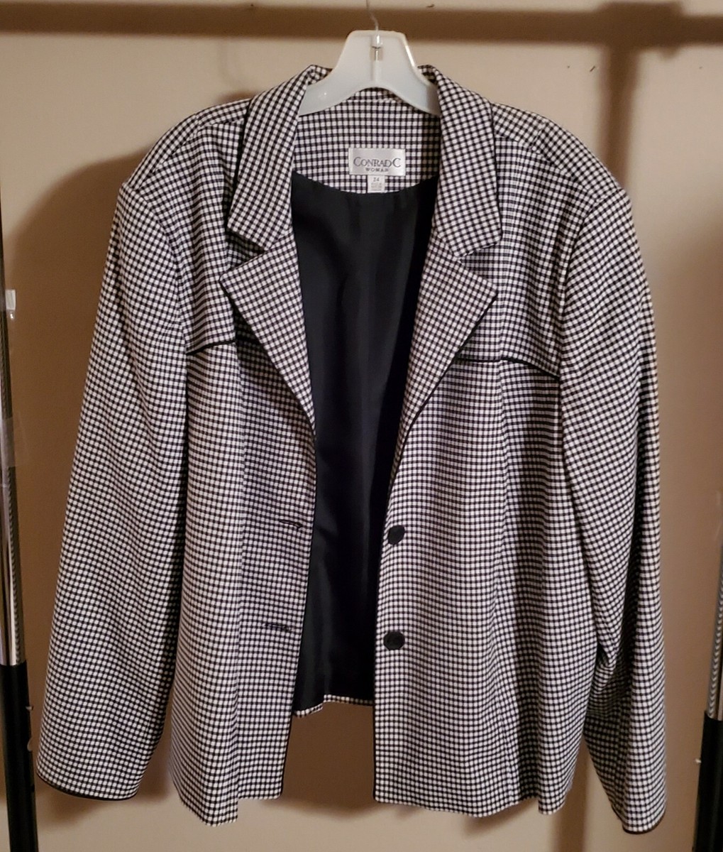 Blazer Femme ConradC à Carreaux Noir Et Blanc - Taille 24 (plus), Style élégant, Neuf Avec étiquettes