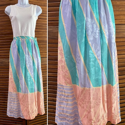 Vintage 80's Graphic Print Silk Skirt Size 12 - Umi Collection by Anne Crimmins