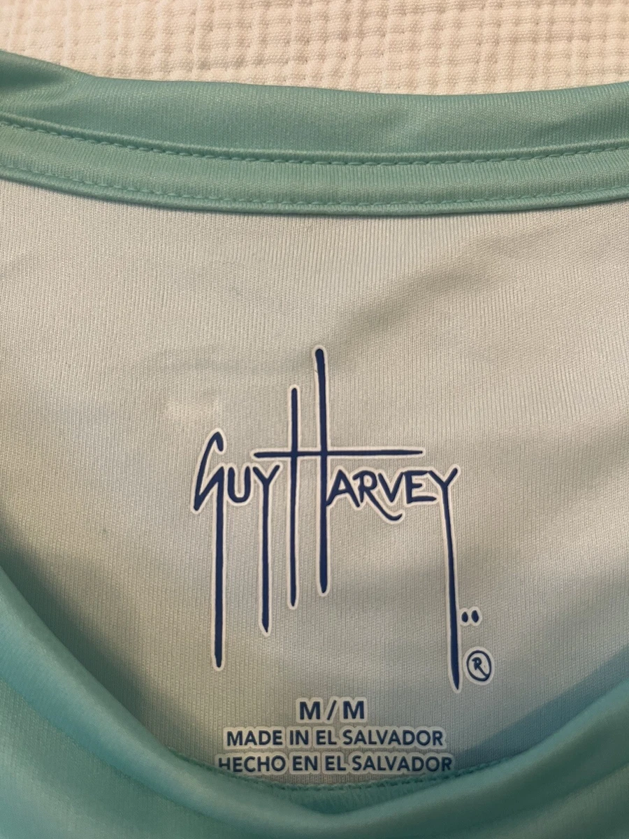 Camisa de pesca de manga corta de poliéster verde Guy Harvey Outfitters nueva con etiquetas (mediana)