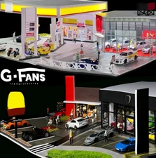 Diorama 1/64 ParkingLot Model LED Diecast Car Garage Street Building Scene Model