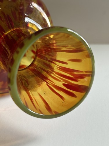 Vintage Mid Century Art Glass Hand Blown Splatter Bottle Vase Square 10.5” - Picture 2 of 12