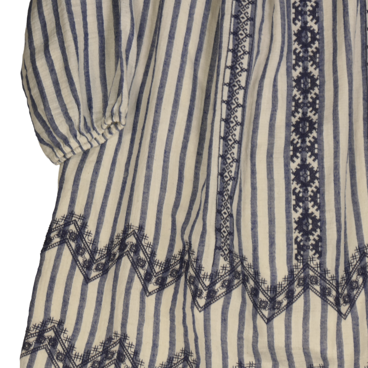 Mystree Dress Womens Size M Blue Stripe Lined Embroidered Gauzy 100% Cotton  Boho | eBay