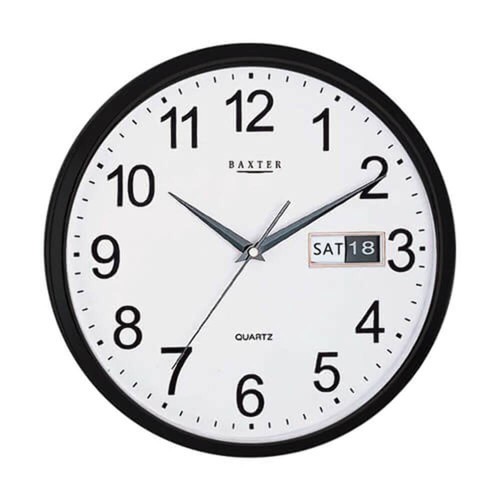 Baxter Windsor Quartz Non Ticking Round Wall Clock with Day and Date 32cm - Foto 2 di 5