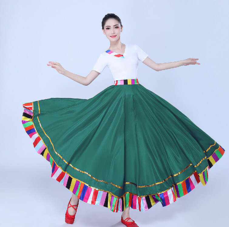 Stile Etnico Danza Moderna Swing Gonna Spagnolo Flamenco Stanza da Ballo Costume
