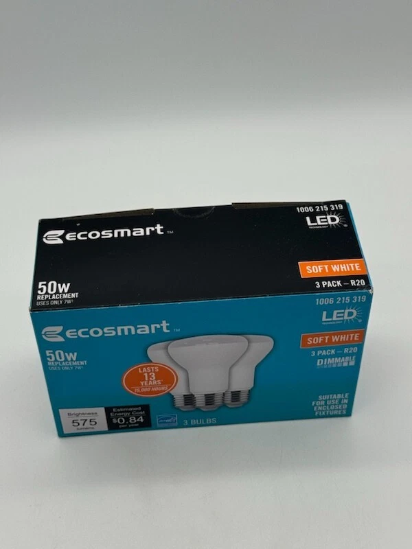 New EcoSmart LED 50w Replacement 7w Dimmable Soft White R20 Light Bulbs 3 Pack - Image 2 of 4