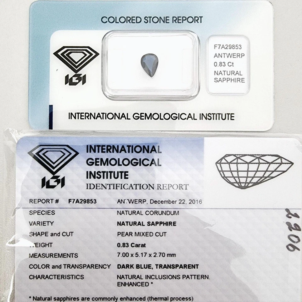  Zafiro Azul - 0.83 ct - International Gemological Institute (IGI) - Imagen 4 de 4