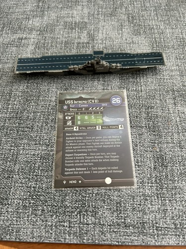 USS Intrepid (CV 11) Axis & Allies War at Sea Flank Speed #14/40 Rare Carrier