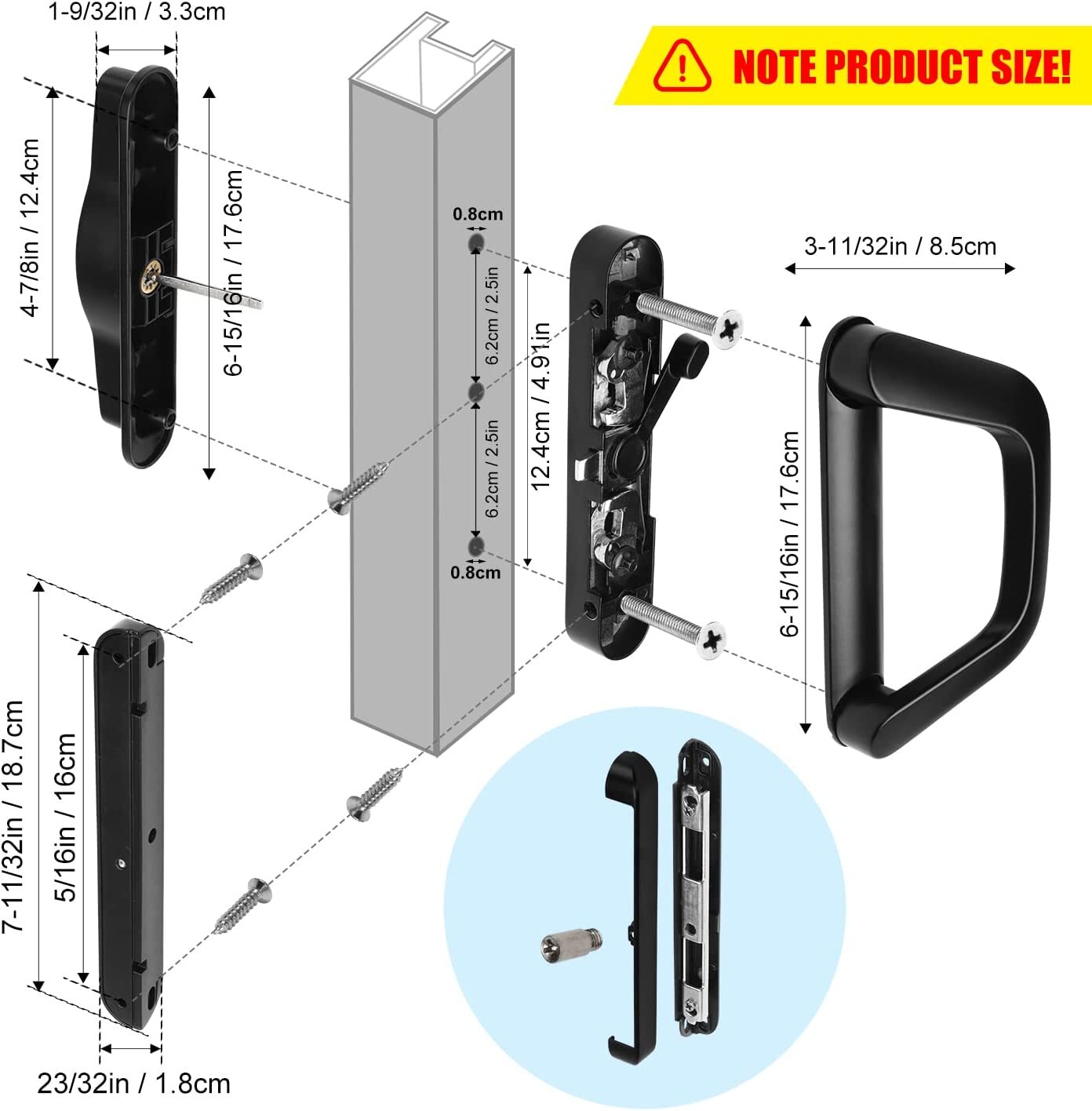 Sliding Patio Glass Door Lock Handle Security Entrance Door Locks Set With Key eBay