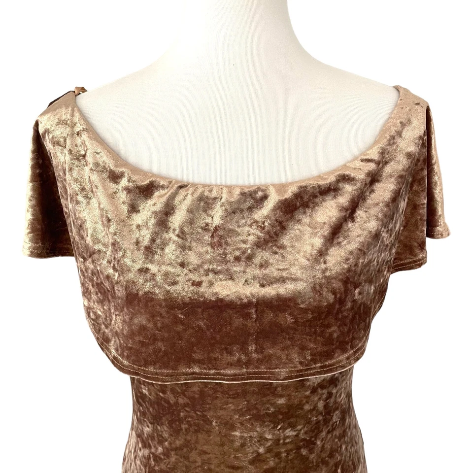 Honey Punch Cafe au Lait Brown Velvet Off The Shoulder Bodysuit Size Large - Image 3 of 4