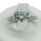 14k Kt Karat 585 White Gold 3 Stone Cubic Zirconia Cz Engagement Ring La2247