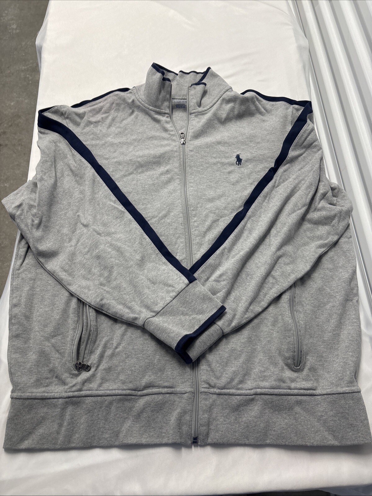 Polo Ralph Lauren Track Jacket Mens XL Gray Full Zip Performance Pocket