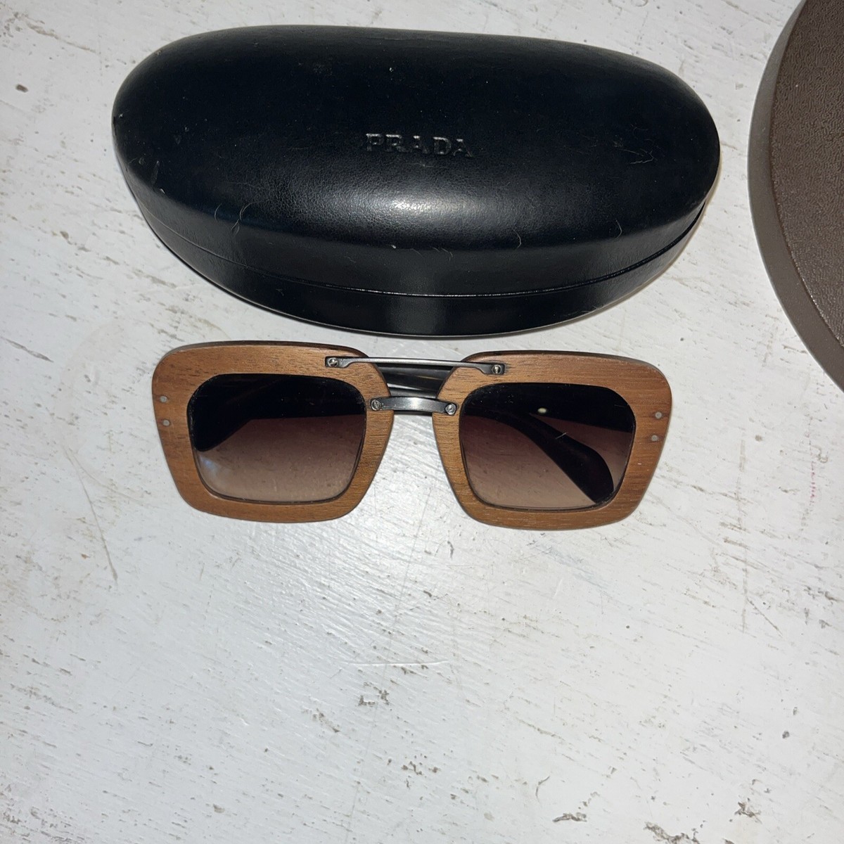Prada SPR 30R Brown Rectangle Wood Gradient 51-25-135mm Women's