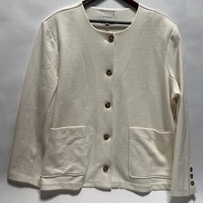 Banana Republic NWT Women  s Size Large Cream Boucle Jacket Cardigan Pockets