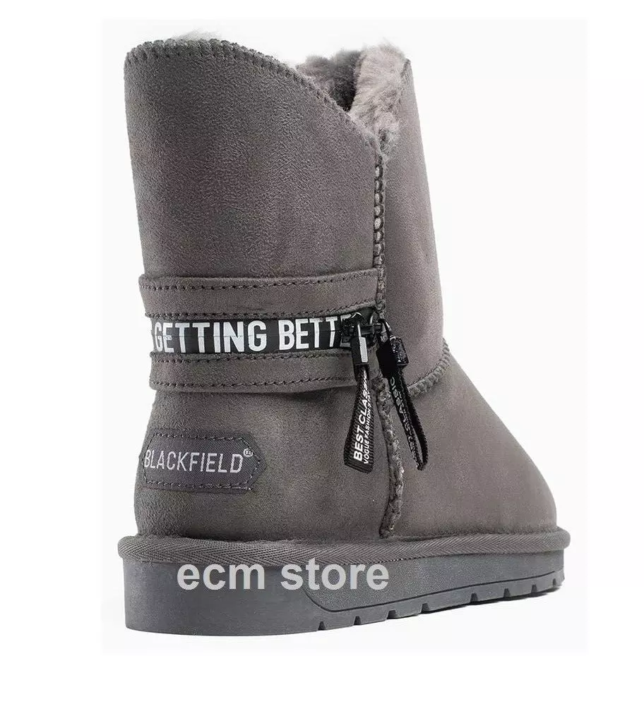 BLACKFIELD Bottines Zeek Charcoal style mouton taille 40