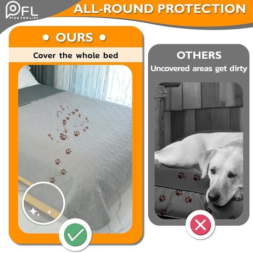 2 Packs Waterproof Dog Blankets Washable for Large Dog 54"×82", Light/Dark Grey - Picture 3 of 9