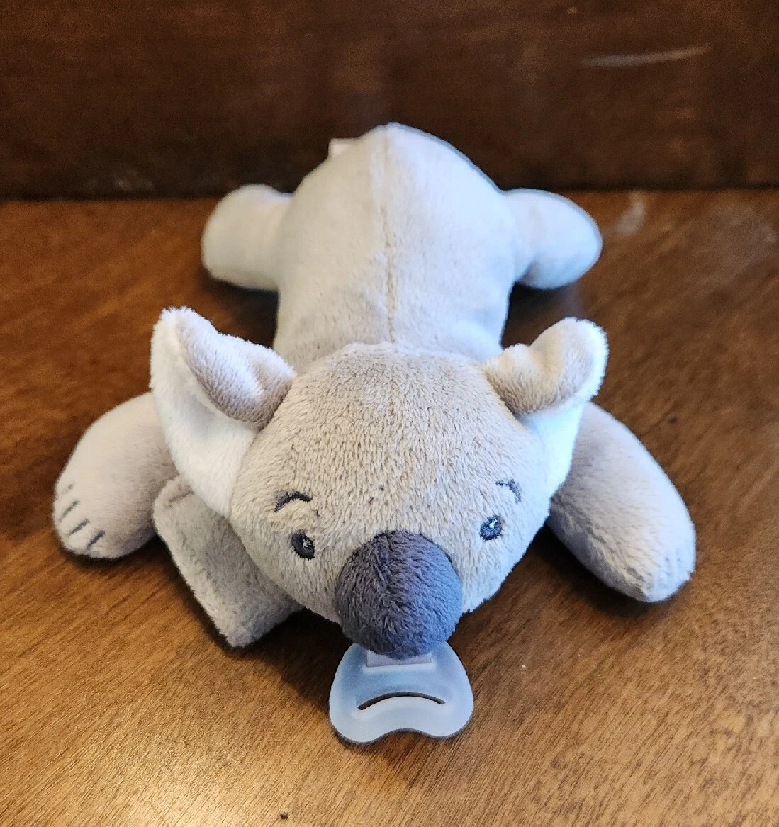 Philips Avent Soothie Snuggle Pacifier Holder Gray Koala Bear baby Plush Lovey