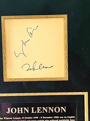 大感謝祭 John Lennon サイン入りポスターカード G1I22425si JOHN LENNON Signed Beatles Vintage Autograph Museum Framed +
