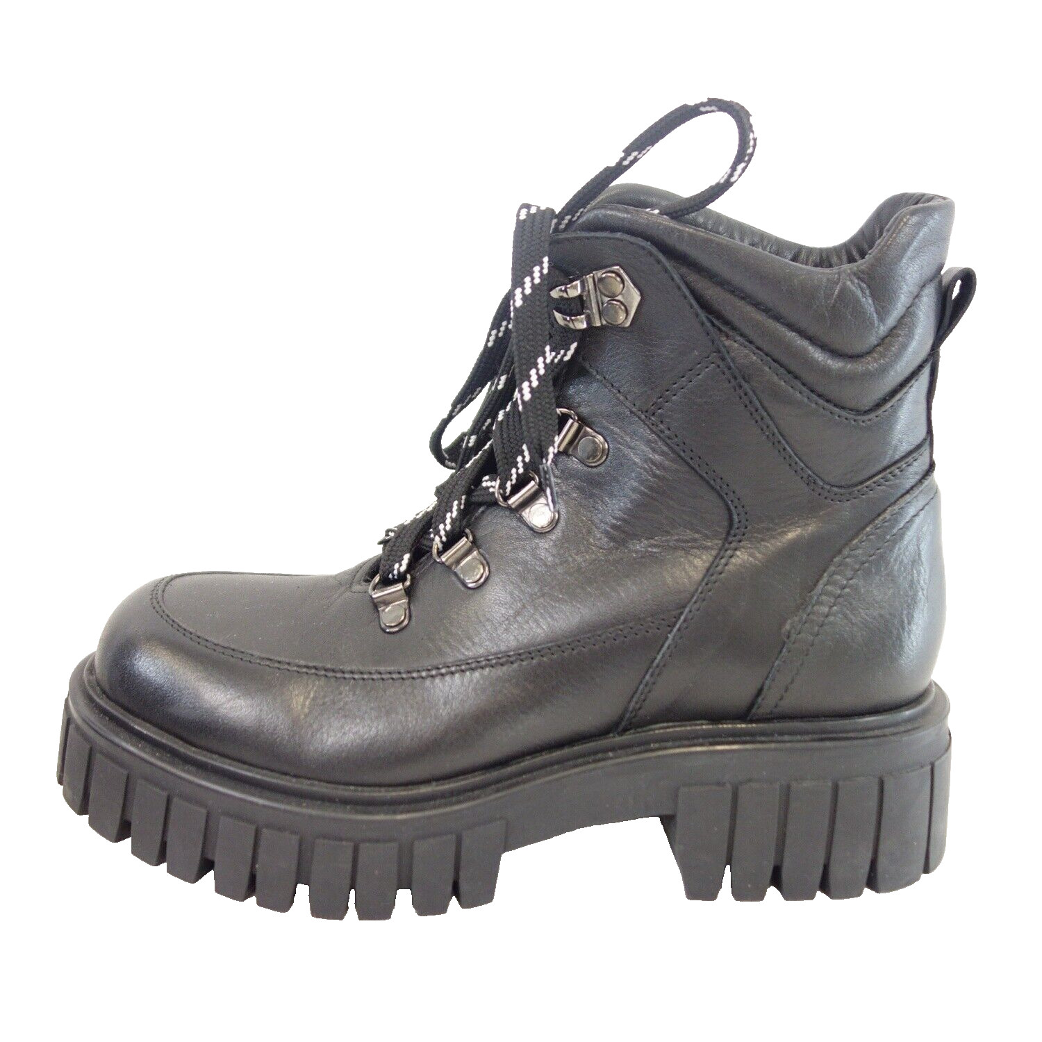 Ботинки BUKELA Damen Schuhe Halbschuhe Stiefeletten Schwarz Leder Größe 37 Neu