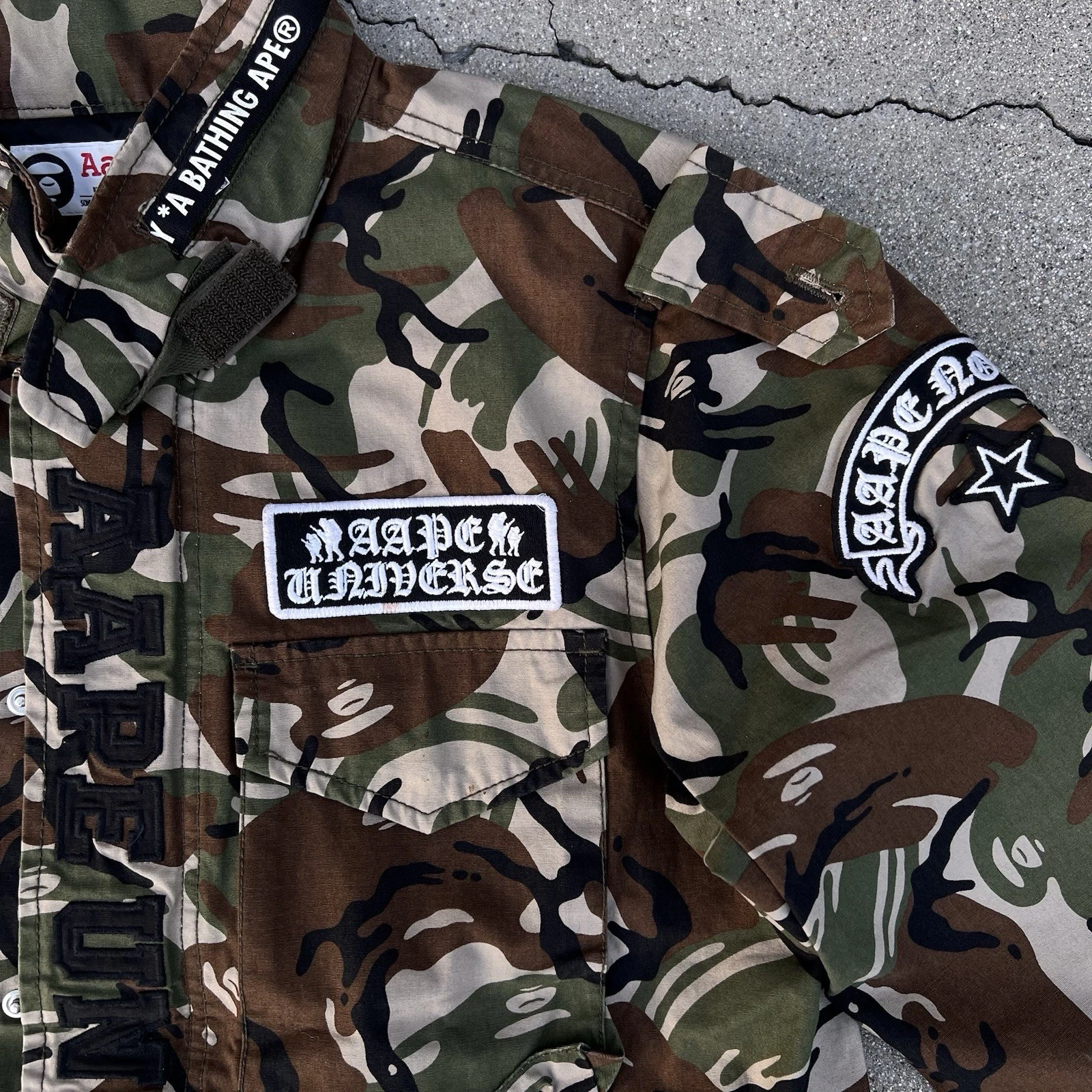 Vintage 2000’s Aape Bape Bathing Ape Full-Zip Military Camo Jacket L image 9