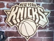 Wooden Laser Engraved New York Knicks Logo NBA Champions Wall Sign