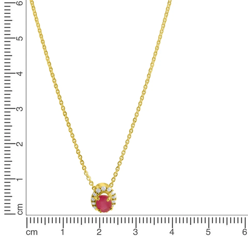 Collier Vivance 333/- pendentif en or jaune rubis et zirconium chaîne... - Photo 2/2