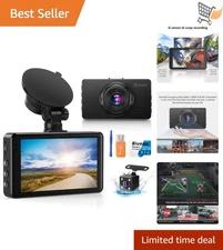 Dash Cam Front Rear 1080P Night Vision G-Sensor Loop Recording 32G Card