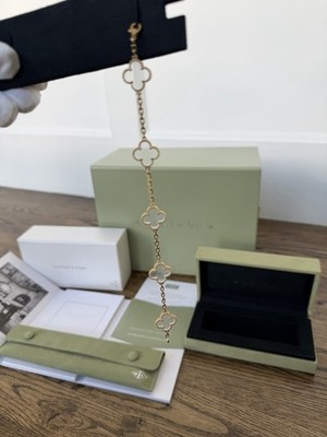 Van Cleef & Arpels 5 Motif Rock Crystal Vintage Alhambra Bracelet YG