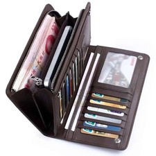 Fashion Leather Wallet Checkbook Card Holder Bag Men's Bifold Business Bag Coin