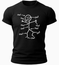 Funny Stick Figure Ow T-Shirt Sarcastic Pain Humor Graphic Tee