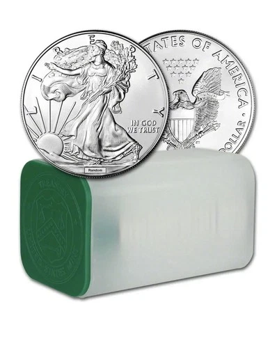 2011 1 oz American Silver Eagle $1 Coin BU Roll of 20 coins, .999 fine Lot of 20