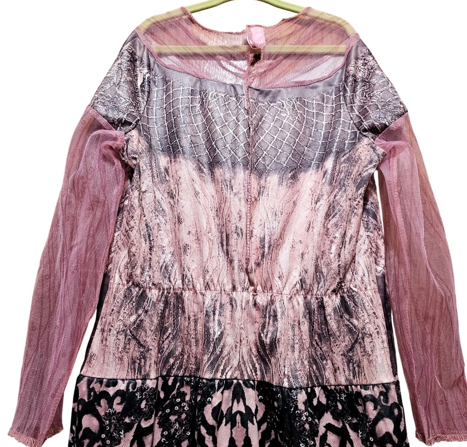 Macacão fantasia Descendants 3 meninas manga longa com sobreposição de tule rosa e preto - Imagem 4 de 4