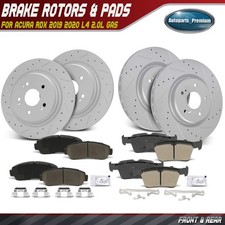 12x Front Rear Drilled Rotors Brake Pads For Acura Rdx 2019-2022 L4 2.0l Gas 12x Front Rear Drilled Rotors Brake Pads For Acura Rdx 2019-2022 L4 2.0l Gas