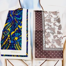 4 New Givenchy Handkerchief Men/WomenMiniScarf 19" Cotton Silk Multicol Choose