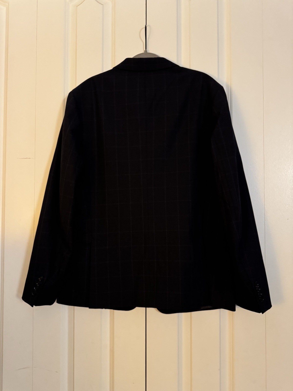 Zara Men’s dark blue check suit jacket 2 Buttons Size 54 image 5