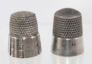 Two Sterling Silver Simon Brothers Thimbles Size 12 & 11