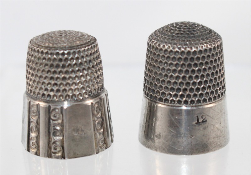 Two Sterling Silver Simon Brothers Thimbles Size 12 & 11