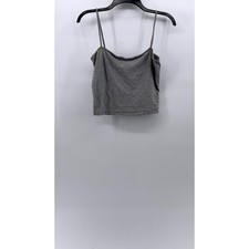 DIVIDED By H M Women's Gray Straight-Neck Spaghetti Strap Cropped Tank Top SZ M