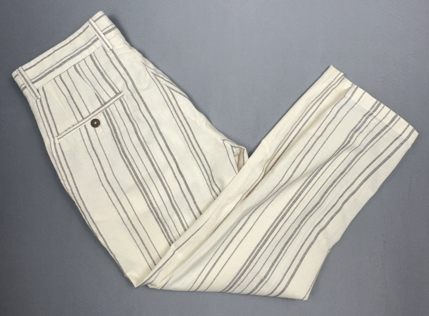 Zara Men's Pants Sz 30 Carrot Cropped Stripped 100% Cotton Casual Trousers thumbnail 3