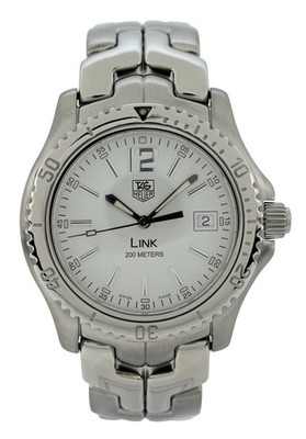 Tag Heuer 42mm Men's Link 200m Stainless Steel Rare White Dial