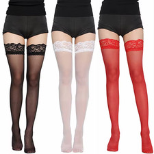 Lace Thigh High Stockings (Pack of 3)