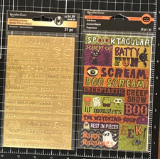 Recollections HALLOWEEN Stickers HAUNTED Glitter or GOLD RAVENSHEAD MANOR Words