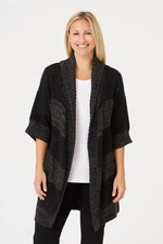 Indigenous Long Open Cardigan S 100% Alpaca Hand Loomed Made in Peru Charcoal
