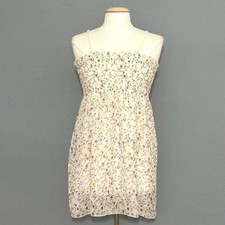 VTG Charlotte Russe Womens Dress M Floral Smocked Mini Dress Cream Pink Y2K Boho